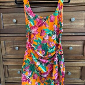 Express Vibrant Orange Floral Mini Dress